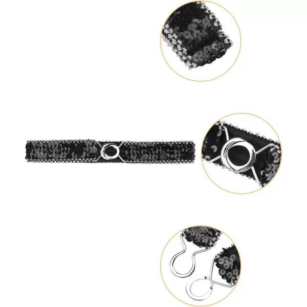 Allegra K Womens Stretchy Skinny Waist Belts Shinny Sequins Decor Elastic Belts for Dresses