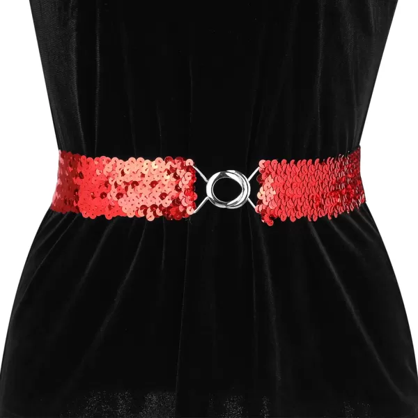 Allegra K Womens Stretchy Skinny Waist Belts Shinny Sequins Decor Elastic Belts for Dresses