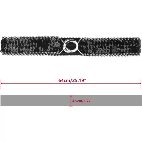 Allegra K Womens Stretchy Skinny Waist Belts Shinny Sequins Decor Elastic Belts for Dresses