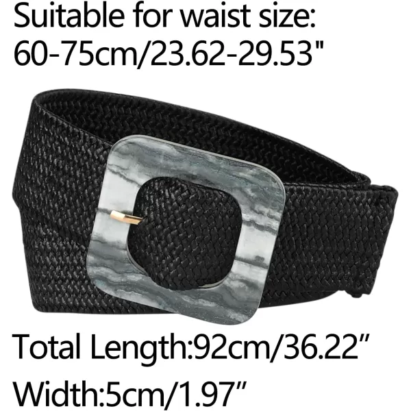 Allegra K Womens Stretchy Wide Waist Belts Braided Belts for Dress Square Buckle Adjustable