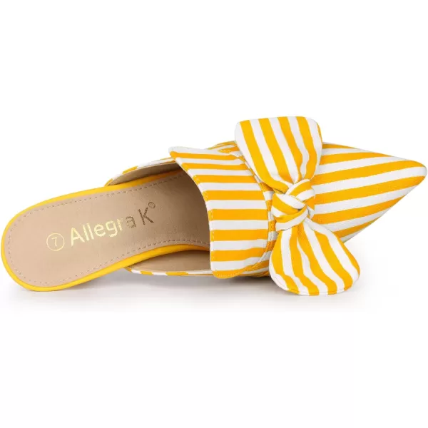 Allegra K Women's Stripe Bow Slip on Stiletto Heel Slides Mules