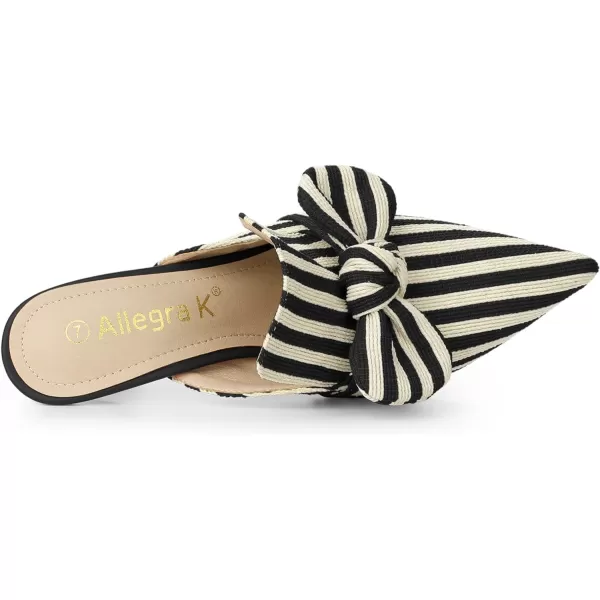 Allegra K Women's Stripe Bow Slip on Stiletto Heel Slides Mules