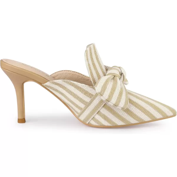 Allegra K Women's Stripe Bow Slip on Stiletto Heel Slides Mules