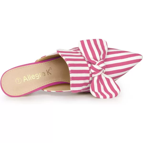 Allegra K Women's Stripe Bow Slip on Stiletto Heel Slides Mules