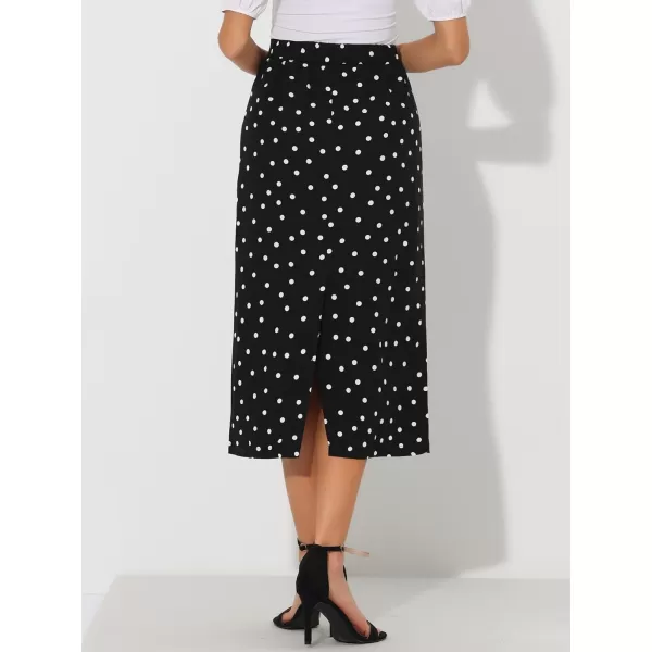 Allegra K Women's Summer Polka Dots Skirt Casual Elastic High Waisted Pencil Midi Skirt