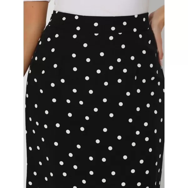 Allegra K Women's Summer Polka Dots Skirt Casual Elastic High Waisted Pencil Midi Skirt