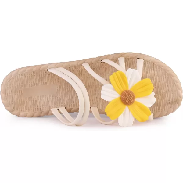Allegra K Women's Sunflower Strappy Waterproof Beach Sandals Slip on Slides