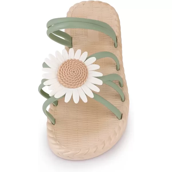 Allegra K Women's Sunflower Strappy Waterproof Beach Sandals Slip on Slides