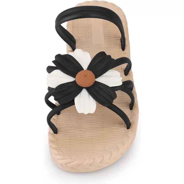 Allegra K Women's Sunflower Strappy Waterproof Beach Sandals Slip on Slides