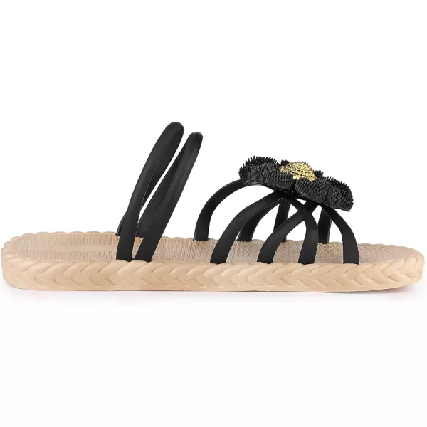 Allegra K Women's Sunflower Strappy Waterproof Beach Sandals Slip on Slides