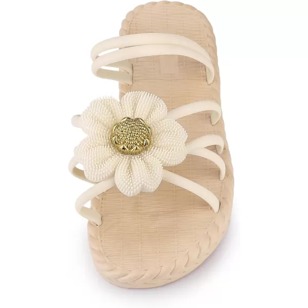 Allegra K Women's Sunflower Strappy Waterproof Beach Sandals Slip on Slides