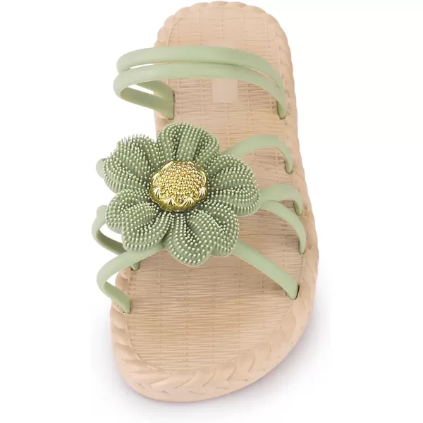 Allegra K Women's Sunflower Strappy Waterproof Beach Sandals Slip on Slides