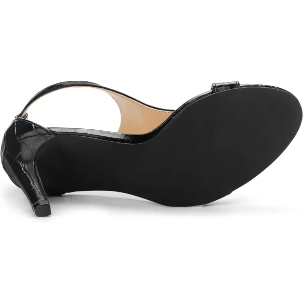 Allegra K Women's T Strap Croc Embossed Stiletto Heel Sandals
