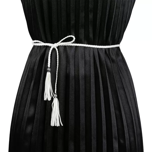 Allegra K Women's Tassel Braided Belts Skinny Woven Waist Belts for Skirt Dress