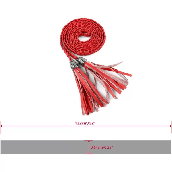 Allegra K Women's Tassel Braided Belts Skinny Woven Waist Belts for Skirt Dress