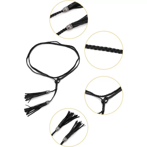 Allegra K Women's Tassel Braided Belts Skinny Woven Waist Belts for Skirt Dress