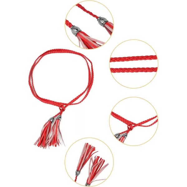 Allegra K Women's Tassel Braided Belts Skinny Woven Waist Belts for Skirt Dress