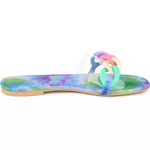 Allegra K Women's Tie Dye Chain Clear Slides Slip Sandals