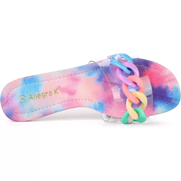 Allegra K Women's Tie Dye Chain Clear Slides Slip Sandals