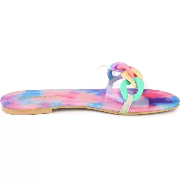 Allegra K Women's Tie Dye Chain Clear Slides Slip Sandals