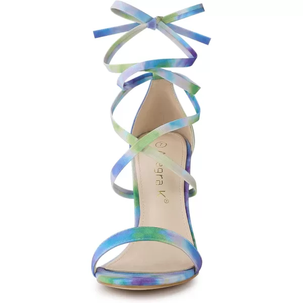 Allegra K Women's Tie Dye Lace Up Stiletto Heel Sandals