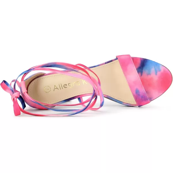 Allegra K Women's Tie Dye Lace Up Stiletto Heel Sandals