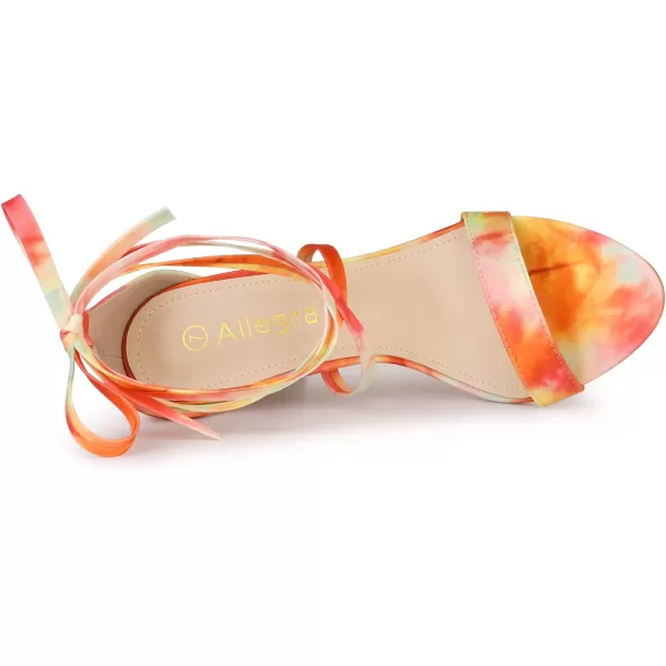 Allegra K Women's Tie Dye Lace Up Stiletto Heel Sandals