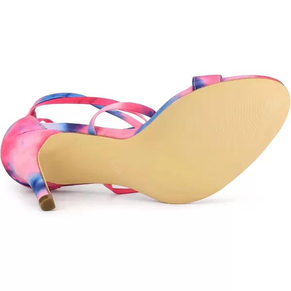 Allegra K Women's Tie Dye Lace Up Stiletto Heel Sandals