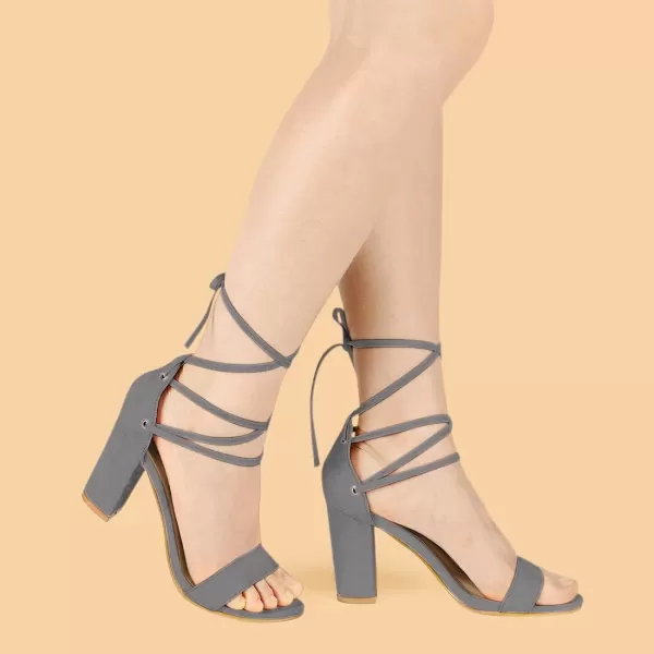 Allegra K Women's Tie Up Strappy Heels Chunky High Heels Sandal