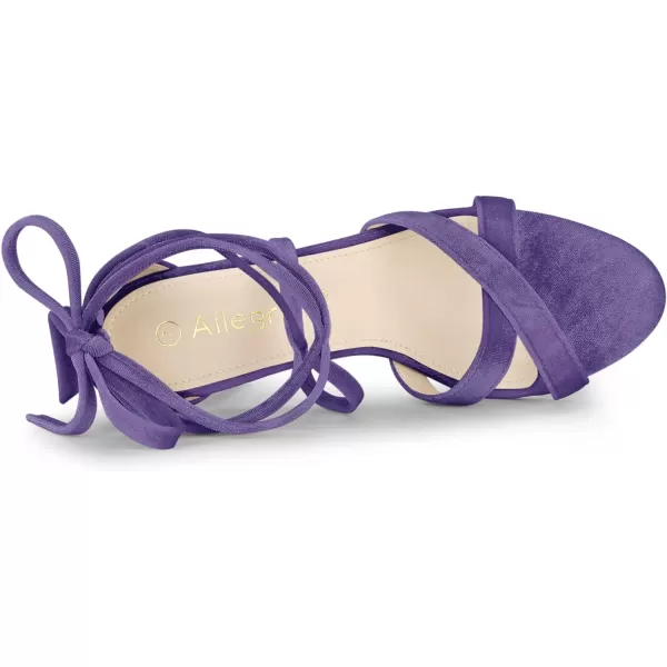 Allegra K Women's Velvet Lace Up Clear Heels Block Heel Sandals