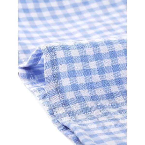 Allegra K Women's Vintage Contrast Peter Pan Collar Blouse Gingham Long Sleeve Button Down Shirt