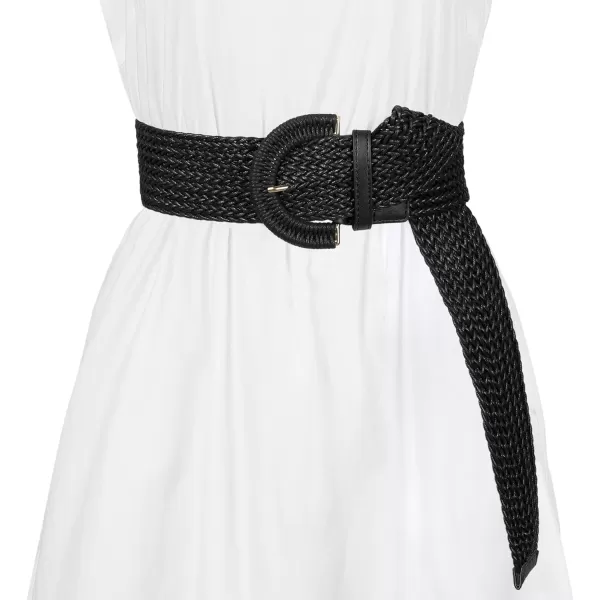 Allegra K Womens Wide Woven Waist Belts Braided Belts for Dress Chunky Buckle