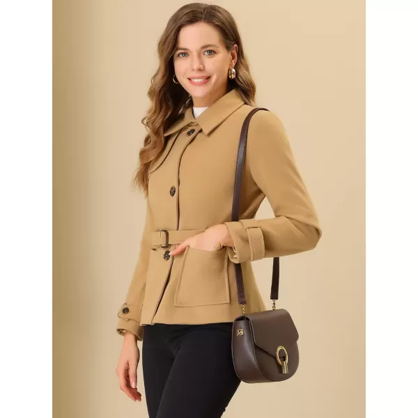 Allegra K Women's Winter Outerwear Single Breasted Belted Pea Coat