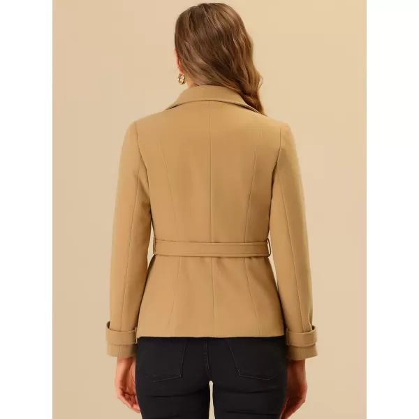 Allegra K Women's Winter Outerwear Single Breasted Belted Pea Coat