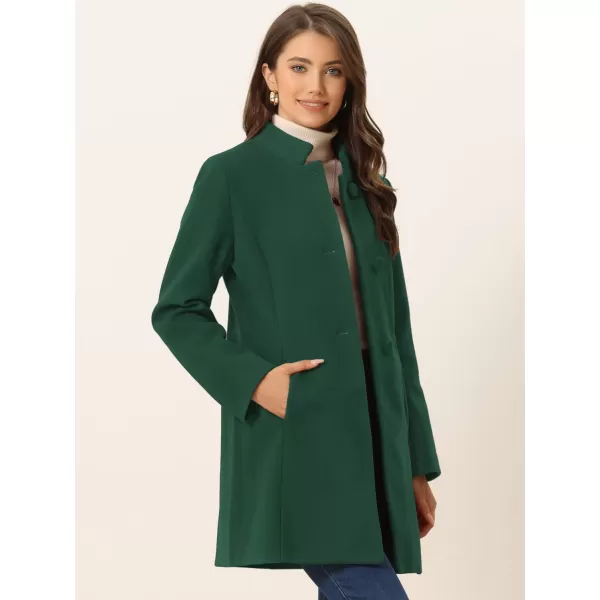 Allegra K Women's Winter Overcoat Mid-Long Stand Collar Single Breasted Coat Outerwear