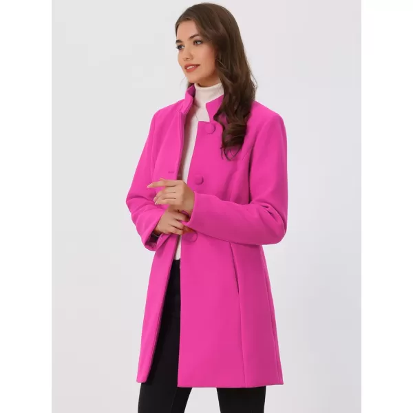 Allegra K Women's Winter Overcoat Mid-Long Stand Collar Single Breasted Coat Outerwear