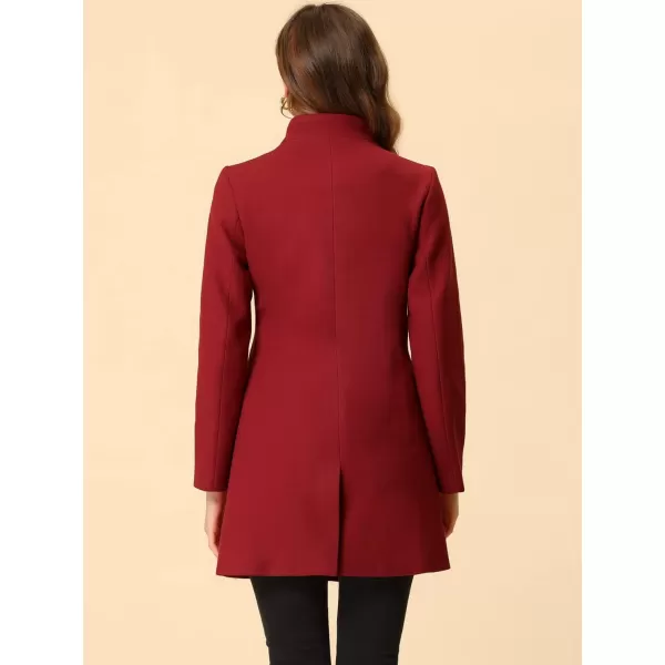 Allegra K Women's Winter Overcoat Mid-Long Stand Collar Single Breasted Coat Outerwear