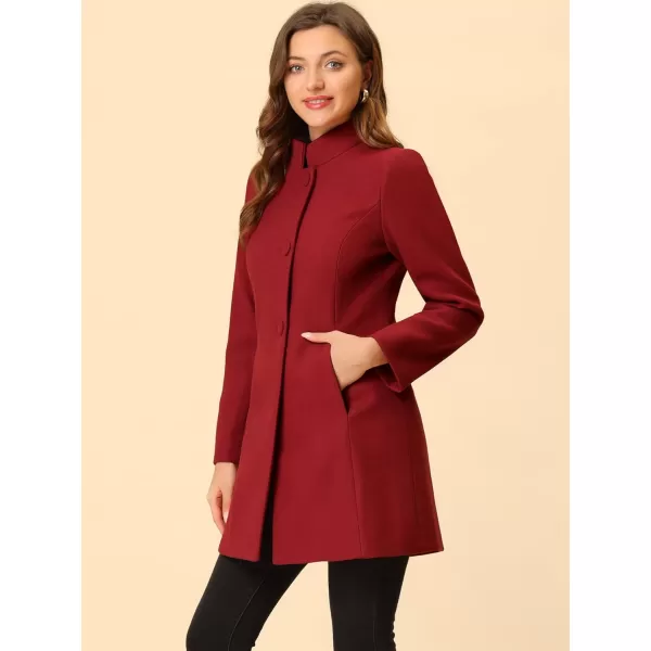 Allegra K Women's Winter Overcoat Mid-Long Stand Collar Single Breasted Coat Outerwear