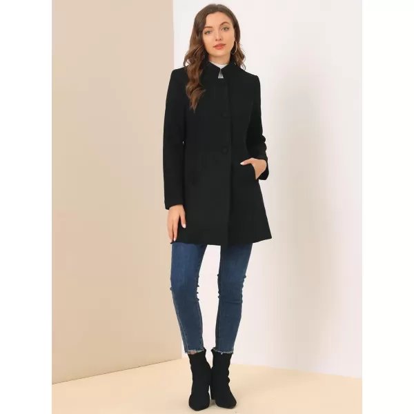 Allegra K Women's Winter Overcoat Mid-Long Stand Collar Single Breasted Coat Outerwear