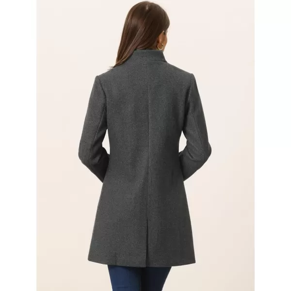 Allegra K Women's Winter Overcoat Mid-Long Stand Collar Single Breasted Coat Outerwear