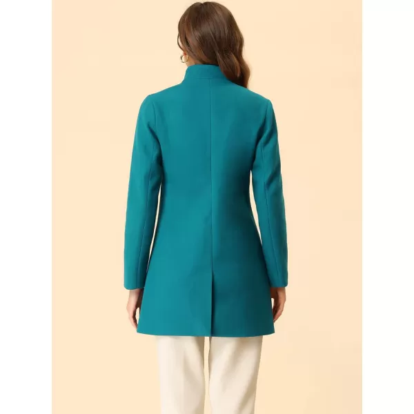 Allegra K Women's Winter Overcoat Mid-Long Stand Collar Single Breasted Coat Outerwear