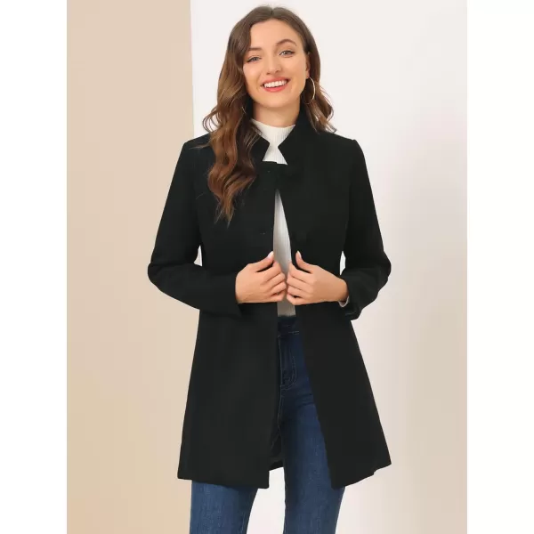 Allegra K Women's Winter Overcoat Mid-Long Stand Collar Single Breasted Coat Outerwear