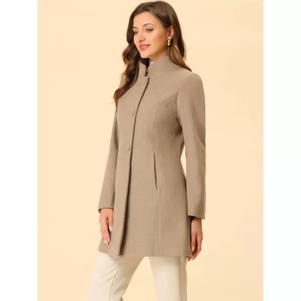 Allegra K Women's Winter Overcoat Mid-Long Stand Collar Single Breasted Coat Outerwear