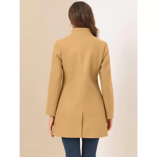 Allegra K Women's Winter Overcoat Mid-Long Stand Collar Single Breasted Coat Outerwear