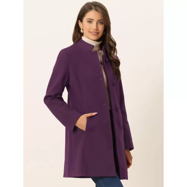 Allegra K Women's Winter Overcoat Mid-Long Stand Collar Single Breasted Coat Outerwear