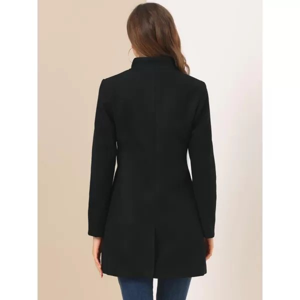 Allegra K Women's Winter Overcoat Mid-Long Stand Collar Single Breasted Coat Outerwear