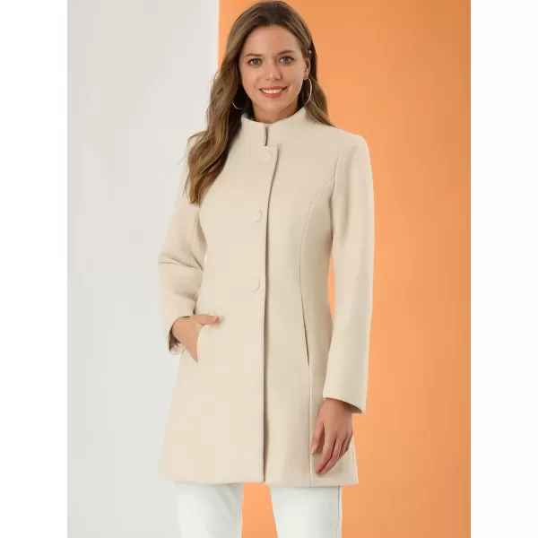 Allegra K Women's Winter Overcoat Mid-Long Stand Collar Single Breasted Coat Outerwear