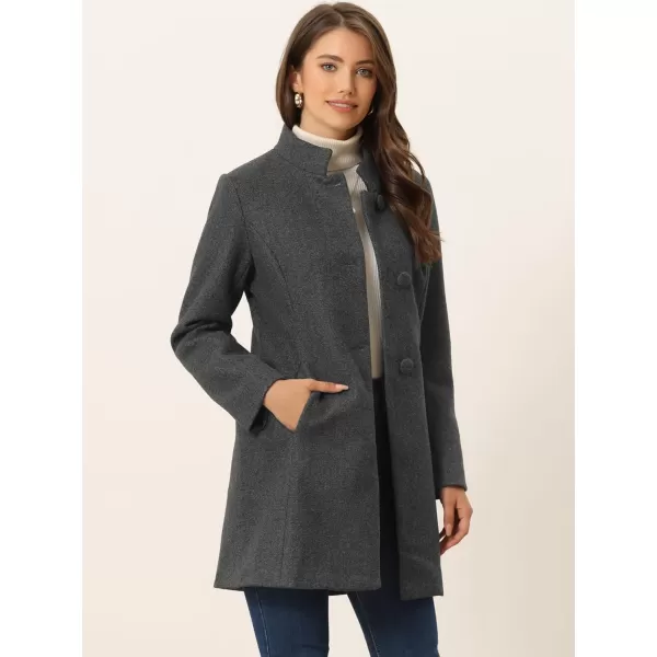 Allegra K Women's Winter Overcoat Mid-Long Stand Collar Single Breasted Coat Outerwear