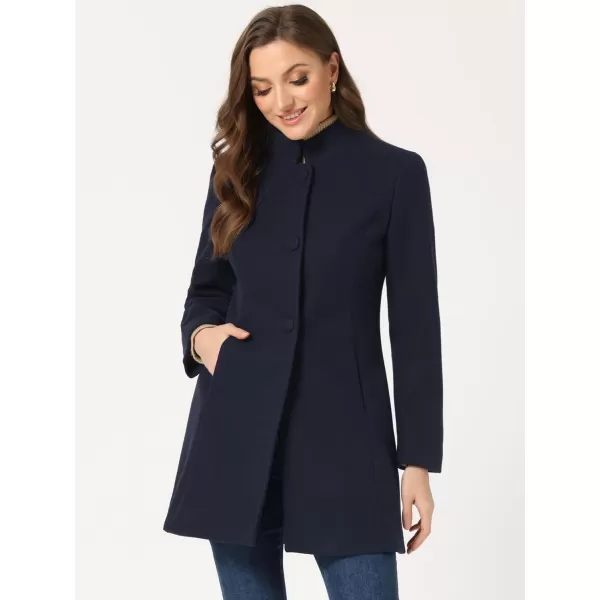 Allegra K Women's Winter Overcoat Mid-Long Stand Collar Single Breasted Coat Outerwear