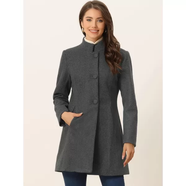 Allegra K Women's Winter Overcoat Mid-Long Stand Collar Single Breasted Coat Outerwear